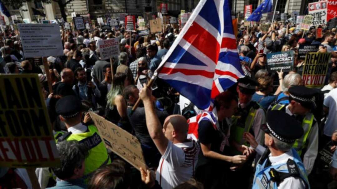 Crowds gather in UK cities to protest Johnson’s Brexit plans