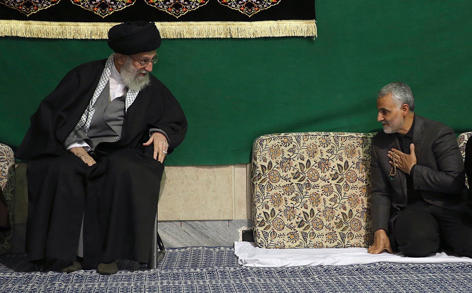 In this March 27, 2015 file photo Qassem Soleimani greets Supreme Leader Ayatollah Ali Khamenei in Tehran, Iran. (AP)