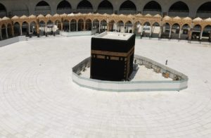 General view of Kaaba at the Grand Mosque which is almost empty of worshippers, after Saudi authority suspended umrah amid the fear of coronavirus outbreak, at Muslim holy city of Mecca. (Reuters)