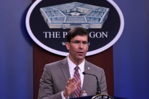 Us Defense Secretary Mark Esper speaks during a briefing at the Pentagon in Washington. (File photo: AP)