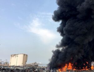 Smoke rises from Beirut's port area. (Reuters)