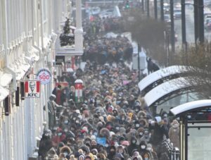 People take part in a rally in support of jailed Russian opposition leader Alexei Navalny in Omsk, Russia January 23, 2021. (Reuters)