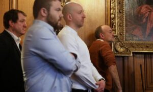  Dominic Cummings (right) and Lee Cain (second right) during their time in Downing Street. Photograph: Simon