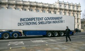  A slogan on one of the trucks pulls no punches.