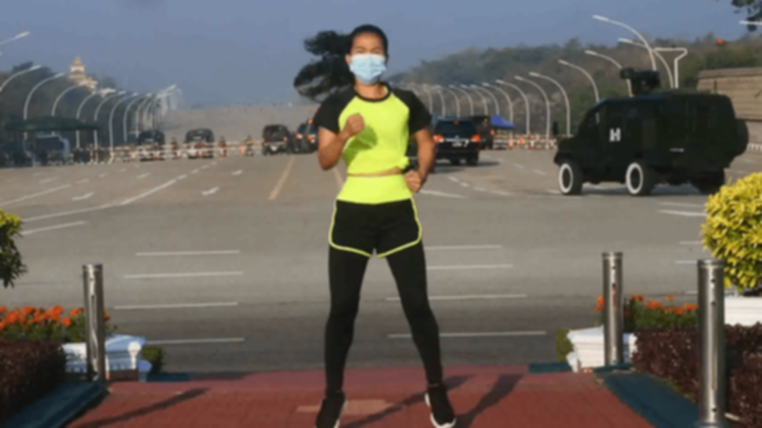 Myanmar aerobics instructor dances through military coup