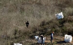 Personnel collect debris while working with investigators at the helicopter crash site of NBA star Kobe Bryant in Calabasas, California. (File photo: Reuters)