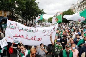 People attend a demonstration in Paris on July 5, 2020 in support of Algeria's Hirak key protest movement as Algeria celebrates today the anniversary of its 1962 independence from France. (File photo: AFP)