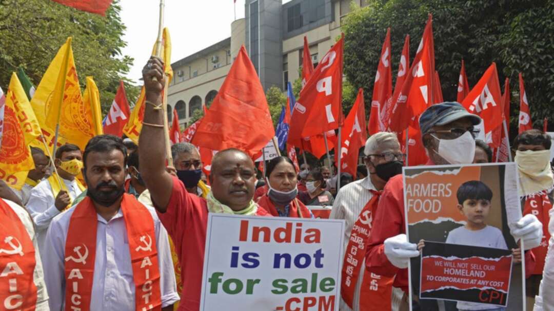 Indian farmers squat on railway tracks to mark four months of protests