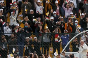 Pope Francis arrives to hold a Mass at Franso Hariri Stadium in Erbil, Iraq, March 7, 2021. (File photo: Reuters)