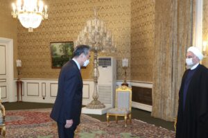 Iranian President Hassan Rouhani meets with Chinese Foreign Minister Wang Yi, in Tehran. (Reuters)