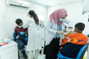 Inside one of Dubai's mobile vaccination clinics. (Dubai Media Office)