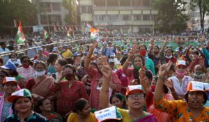 Supporters of the Chief Minister of the eastern state of West Bengal and Trinamool Congress (TMC) Chief, Mamata Banerjee, attend an election campaign rally . (File photo: Reuters)