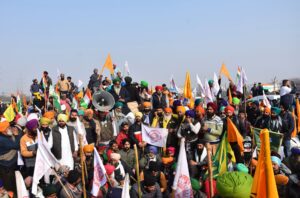 Farmers participate in a protest march towards the capital during India's Republic Day celebrations in New Delhi, India, Tuesday, Jan. 26, 2021. (AP)