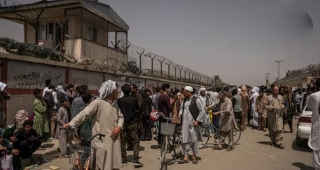 Afghans at Kabul airport