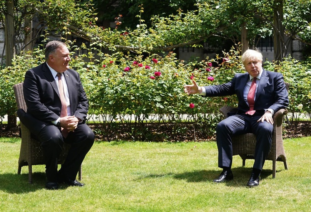 Boris Johnson with former US Secretary of State Mike Pompeo at Johnson's residence in  Downing Stree (File photo: Official Facebook page)