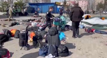 Two Russian rockets hit railway station in Kramatorsk in east Ukraine used by evacuees